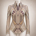 Luxury Handcrafted Western Equestrian Show Jacket – Premium Crystal & Gold Embellished Riding Shirt