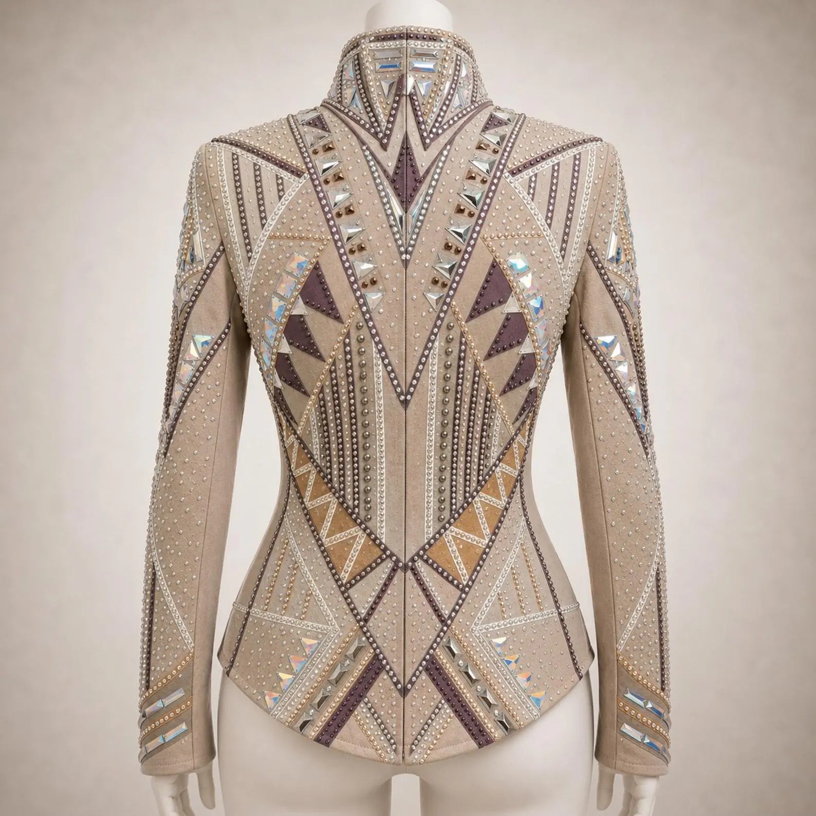 Luxury Handcrafted Western Equestrian Show Jacket – Premium Crystal & Gold Embellished Riding Shirt