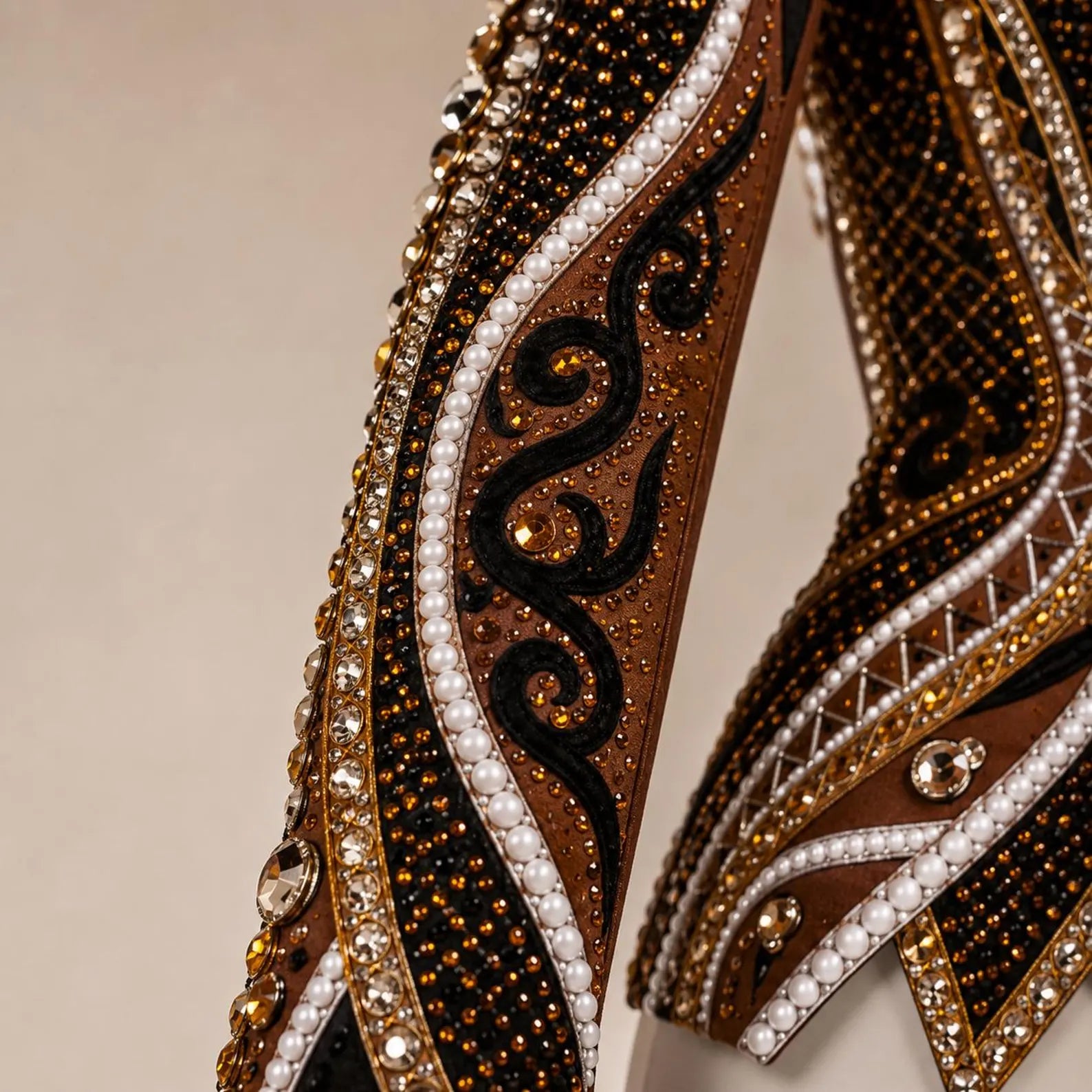 Luxury Handcrafted Western Equestrian Show Jacket – Premium Crystal & Gold Embellished Riding Shirt