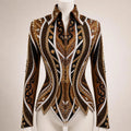 Luxury Handcrafted Western Equestrian Show Jacket – Premium Crystal & Gold Embellished Riding Shirt