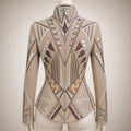 Luxury Handcrafted Western Equestrian Show Jacket – Premium Crystal & Gold Embellished Riding Shirt - Haram Exports
