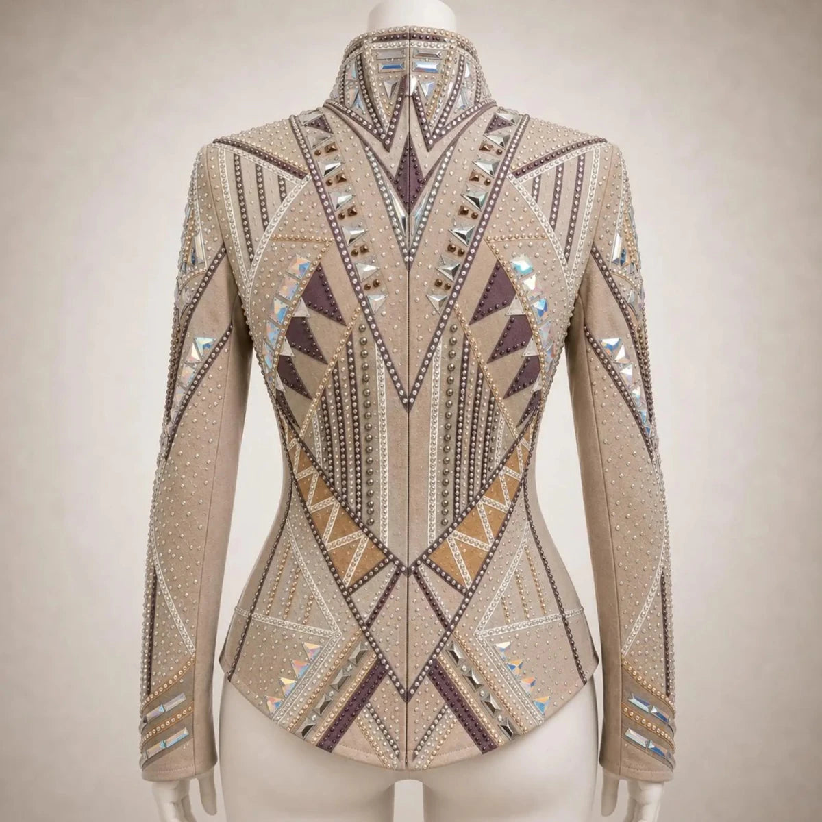 Luxury Handcrafted Western Equestrian Show Jacket – Premium Crystal & Gold Embellished Riding Shirt - Haram Exports