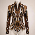 Luxury Handcrafted Western Equestrian Show Jacket – Premium Crystal & Gold Embellished Riding Shirt - Haram Exports